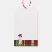 Vakantie Plaid Boston Terrier Hond Kerstmis Cadeaulabel (Achterkant)