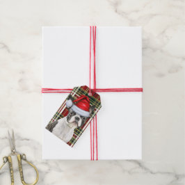 Vakantie Plaid Boston Terrier Hond Kerstmis Cadeaulabel