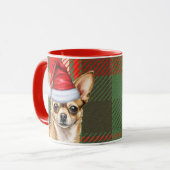 Vakantie Plaid Chihuahua Kerstman Hond Mok (Voorkant links)