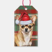 Vakantie Plaid Chihuahua Santa Dog Kerstmis Cadeaulabel (Voorkant)
