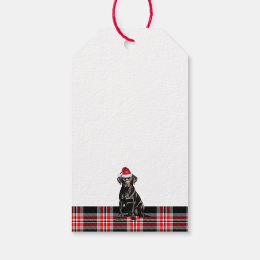 Vakantie Plaid Chocolade Lab Santa Dog Kerstmis Cadeaulabel (Achterkant)