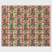 Vakantie Plaid Chocolade Lab Santa Dog Kerstmis Cadeaupapier (Vlak)