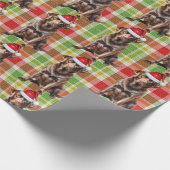 Vakantie Plaid Chocolade Lab Santa Dog Kerstmis Cadeaupapier (Hoek)