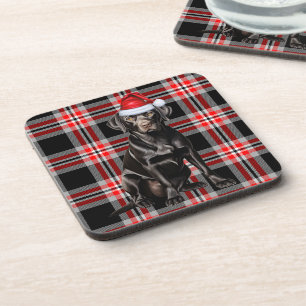 Vakantie Plaid Chocolade Labrador Santa Dog Bier Onderzetter
