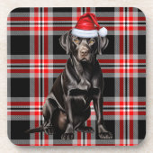 Vakantie Plaid Chocolade Labrador Santa Dog Bier Onderzetter (Voorkant)