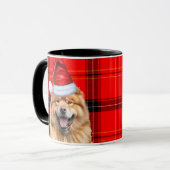 Vakantie Plaid Chow Chow Christmas Santa Dog Mok (Voorkant links)