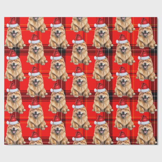 Vakantie Plaid Chow Chow Santa Dog Kerstmis Cadeaupapier (Vlak)