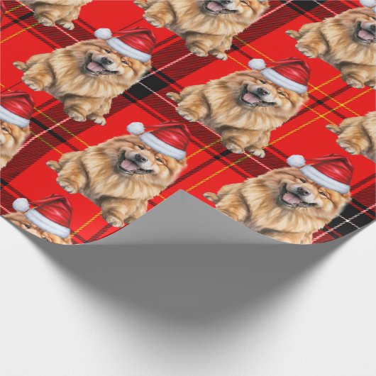 Vakantie Plaid Chow Chow Santa Dog Kerstmis Cadeaupapier (Hoek)