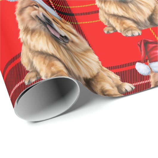 Vakantie Plaid Chow Chow Santa Dog Kerstmis Cadeaupapier (Rol Hoek)