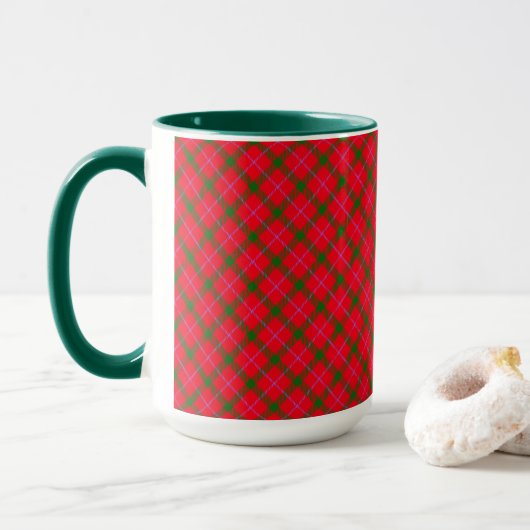 Vakantie Plaid Christmas Tartan Mok (Met donut)