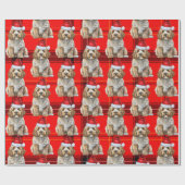 Vakantie Plaid Cockapoo Santa Dog Kerstmis Cadeaupapier (Vlak)