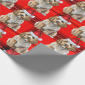 Vakantie Plaid Cockapoo Santa Dog Kerstmis Cadeaupapier (Hoek)