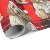 Vakantie Plaid Cockapoo Santa Dog Kerstmis Cadeaupapier (Rol Hoek)