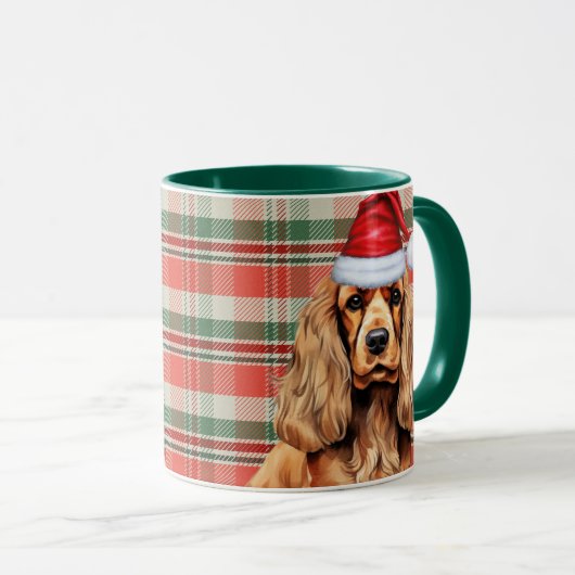 Vakantie Plaid Cocker Spaniel Kerstman Hond Mok (Voorkant rechts)