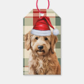 Vakantie Plaid en Goldendoodle Hond Kerstmis Cadeaulabel (Voorkant)