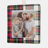 Vakantie Plaid Familiefoto Kerstmis Keramisch Ornament (Links)