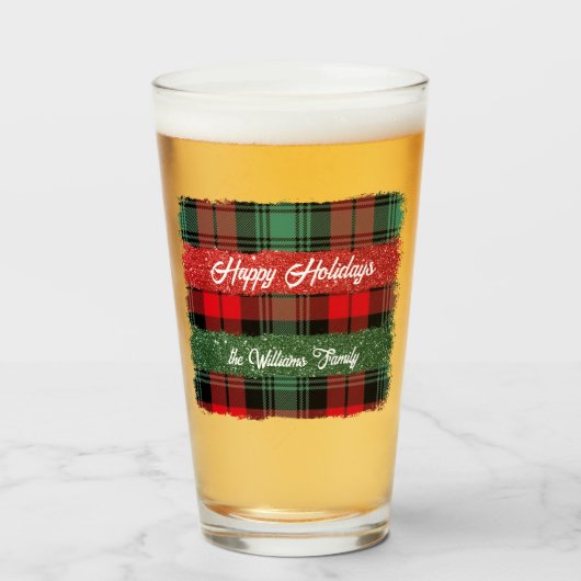 Vakantie Plaid Glass Tumbler (Voorkant gevuld)