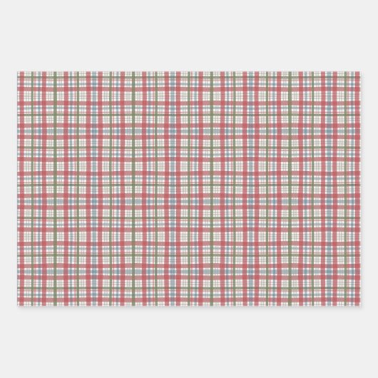Vakantie Plaid & Gnome Wrapping Papier | Set van 3 Inpakpapier Vel (Voorkant)