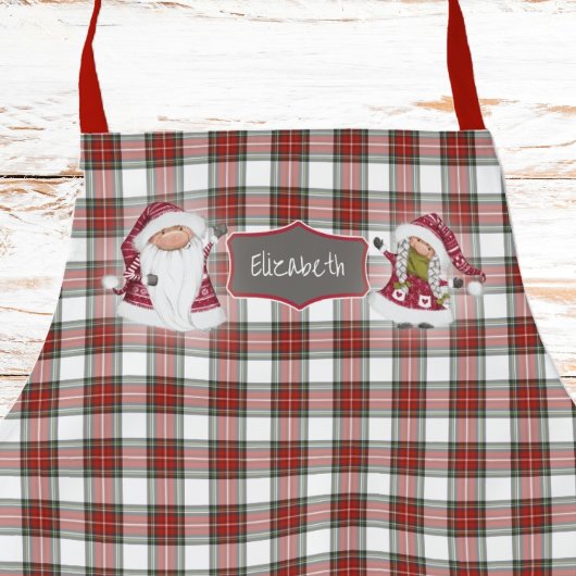 Vakantie Plaid Kerstmis Monogrammed Schort