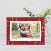 Vakantie plaid rode horizontale Kerstmis fotokaart Feestdagenkaart (Staand voorkant)