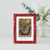 Vakantie plaid rood kerst foto briefkaart (Staand voorkant)