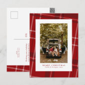 Vakantie plaid rood kerst foto briefkaart (Voorkant / Achterkant)