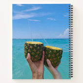 Vakantie planner jouw naam, strand en ananas notitieboek (Achterkant)