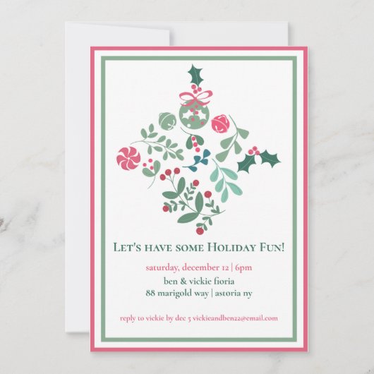 Vakantie plezier kerstfeest uitnodiging (Voorkant)