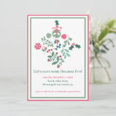 Vakantie plezier kerstfeest uitnodiging (Staand voorkant)