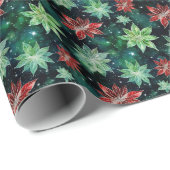 Vakantie Poinsettia Bloemen Kerstmis Cadeaupapier (Rol Hoek)