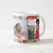 Vakantie Poinsettia en Groen Drie Foto Grote Koffiekop (Voorkant rechts)