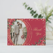 Vakantie Poinsettia foto bruiloft Bedankkaart (Staand voorkant)