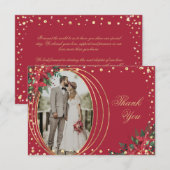 Vakantie Poinsettia foto bruiloft Bedankkaart (Voorkant / Achterkant)