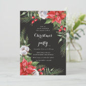 Vakantie Poinsettia Greenery Kerstfeest Kaart (Staand voorkant)