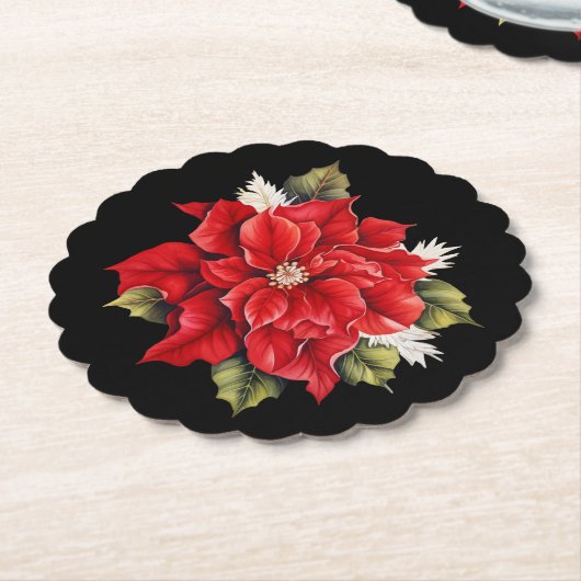 Vakantie Poinsettia Papieren Onderzetters (Gekanteld)