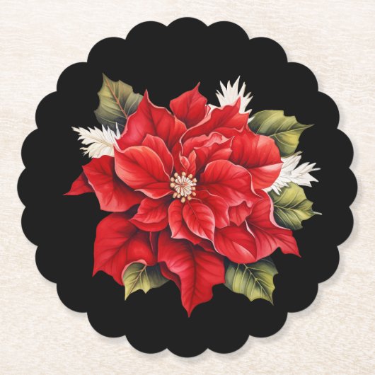 Vakantie Poinsettia Papieren Onderzetters (Voorkant)