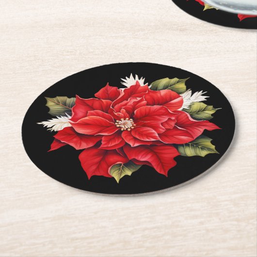 Vakantie Poinsettia Papieren Onderzetters (Gebogen)