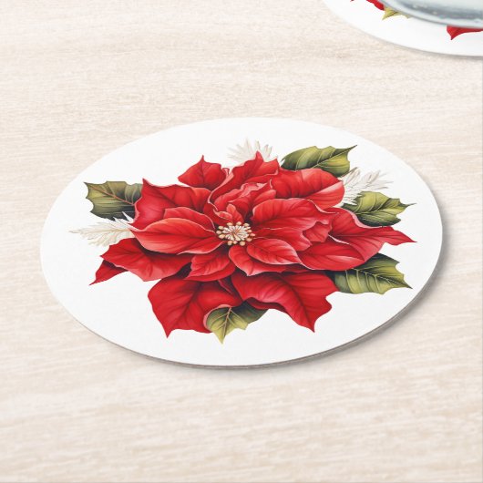 Vakantie Poinsettia Papieren Onderzetters (Gebogen)