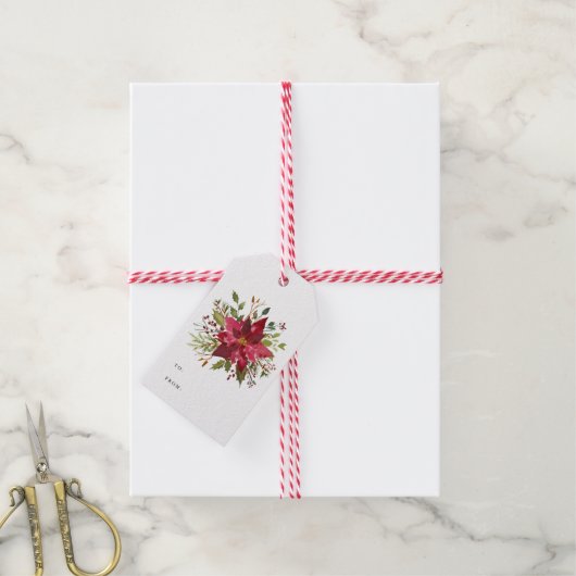 Vakantie Poinsettia Winter Cadeaulabel (Met Touw)