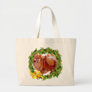Vakantie Pomeranian Grote Tote Bag
