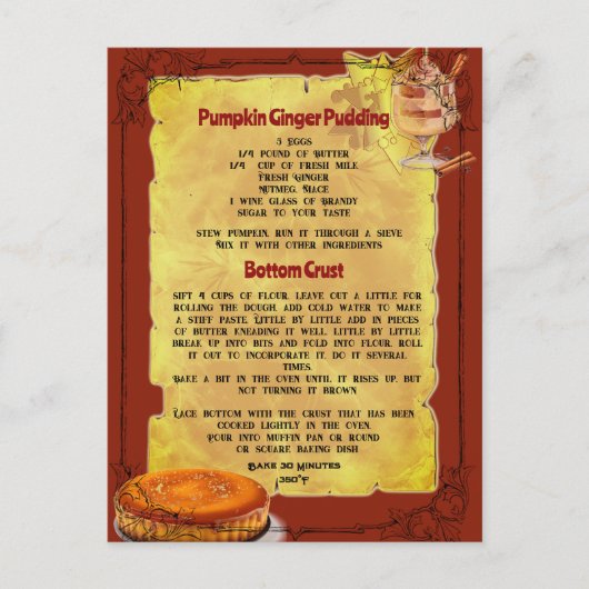 VAKANTIE POMPOEN PUDDING RECEPT | BRIEFKAART (Voorkant)