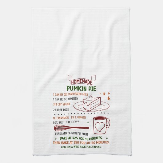 Vakantie pompoen taart recept Kerstmis Theedoek (Verticaal)