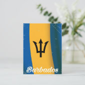 Vakantie-poster onder nationale vlag van Barbados Briefkaart (Staand voorkant)