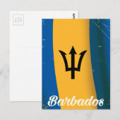 Vakantie-poster onder nationale vlag van Barbados Briefkaart (Voorkant / Achterkant)