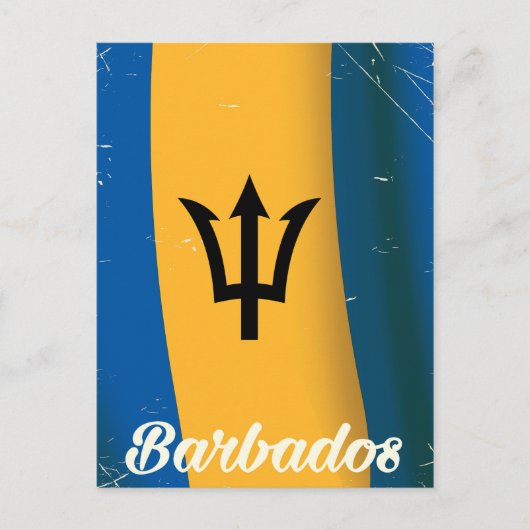 Vakantie-poster onder nationale vlag van Barbados Briefkaart (Voorkant)