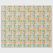 Vakantie postzegels op Aqua Cadeaupapier (Vlak)