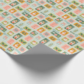 Vakantie postzegels op Aqua Cadeaupapier (Hoek)