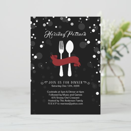 Vakantie Potluck Dinner Invitation Kaart (Staand voorkant)