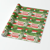 Vakantie Preppy Rood Wit Groen Golf Kerstmis Cadeaupapier (Uitgerold)
