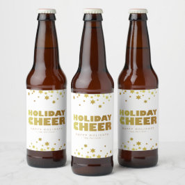 Vakantie proost | Fun Christmas Wit & Goud Bier Etiket
